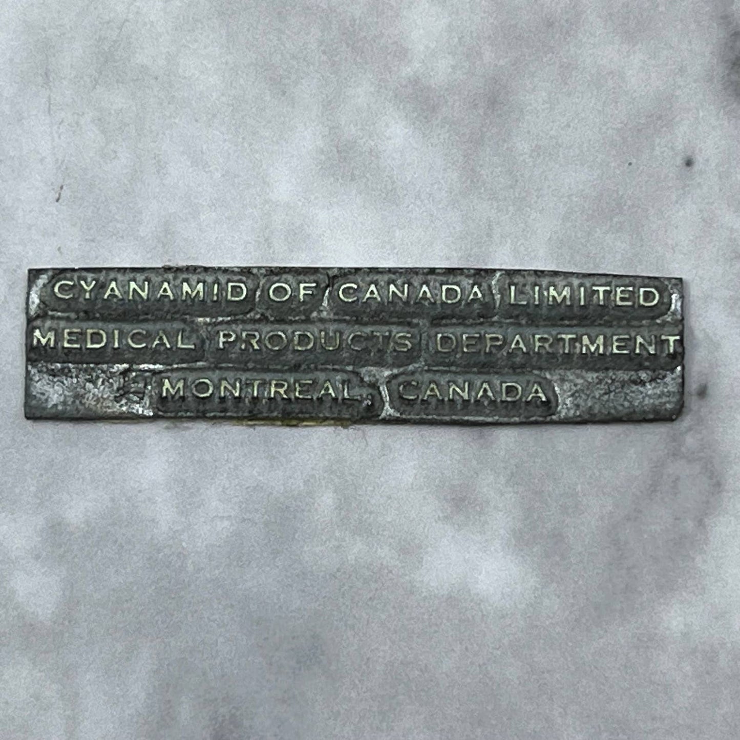 Vintage Letterpress Printers Block Plate Cyanamid of Canada Montreal SE836