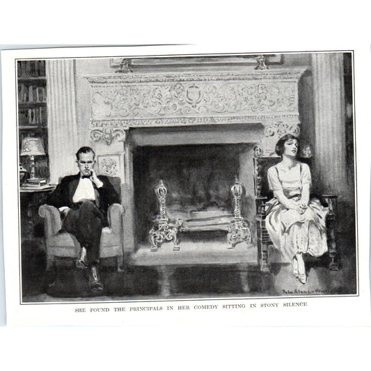 c1920 Harper's Print - The Principals in Her Comedy Sitting in Silence SF3-1