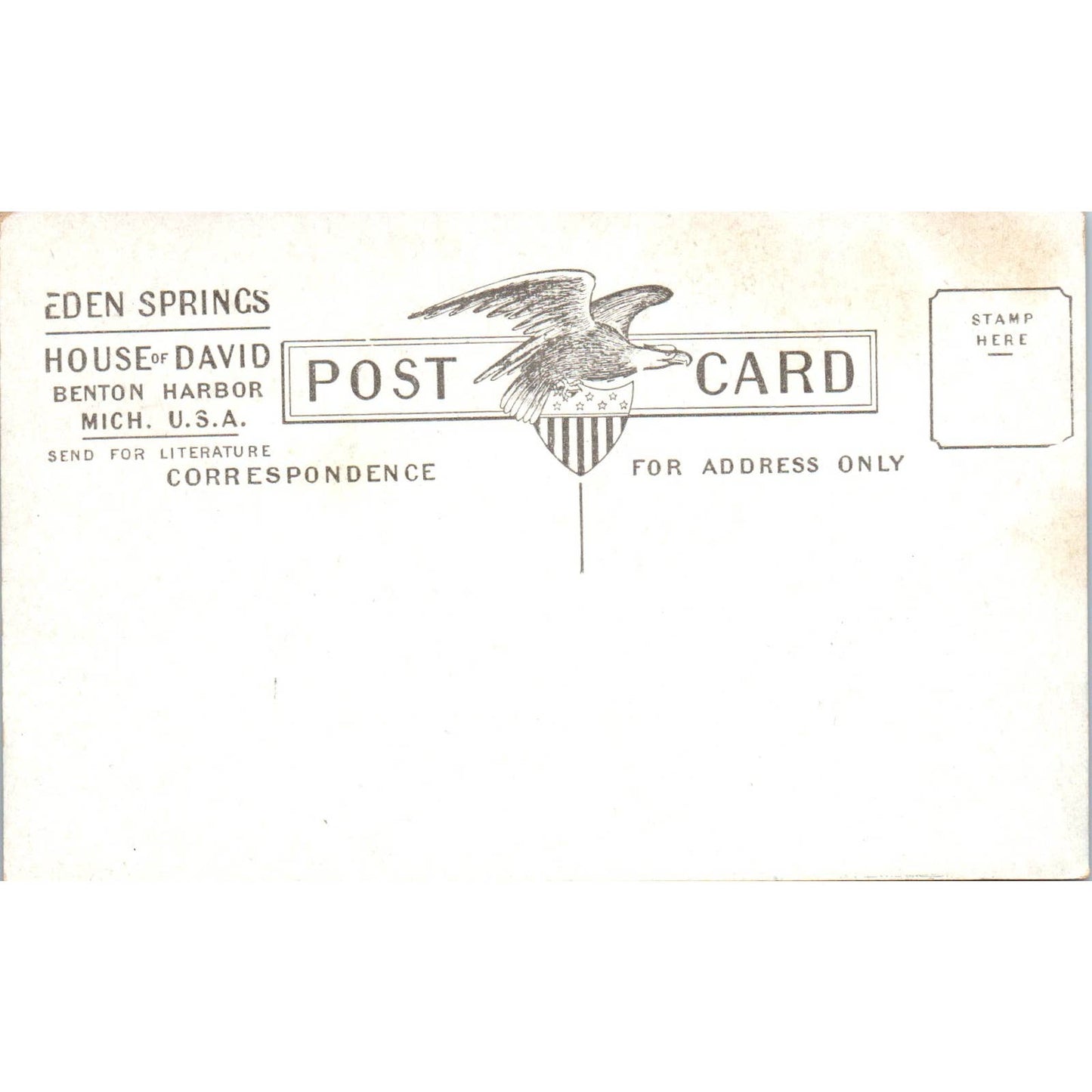 Antique Postcard Administration Building House of David Eden Springs MI TD8-O2