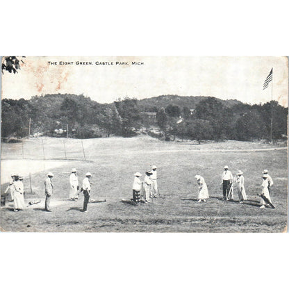 The Eight Green Castle Park Michigan c1910 Golf Original Postcard TK1-23
