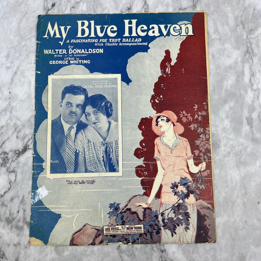 1927 Sheet Music My Blue Heaven Fox Trot Walter Donaldson Jessie Crawford V38