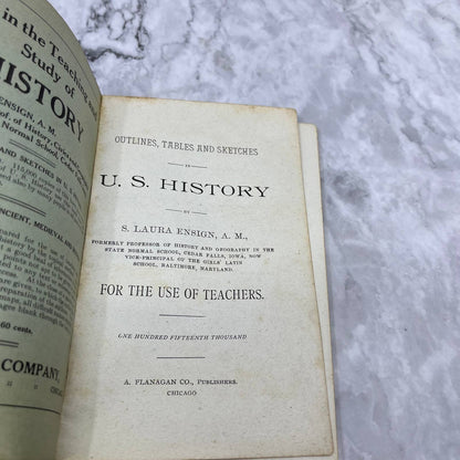 1895 Outlines, Tables And Sketches In U.S. History By Laura Ensign TH1