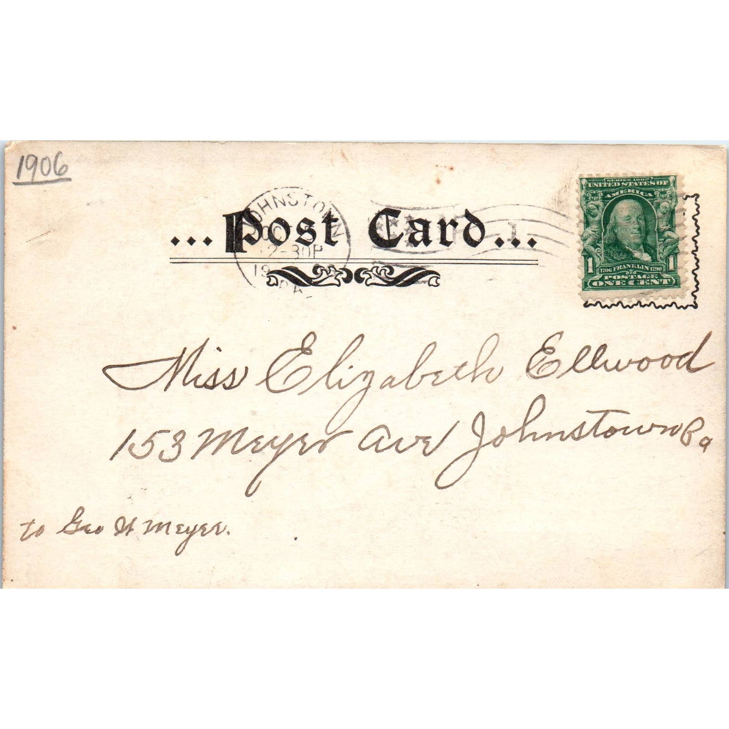1906 Postcard The New Memorial Hospital Johnstown PA TI1-1