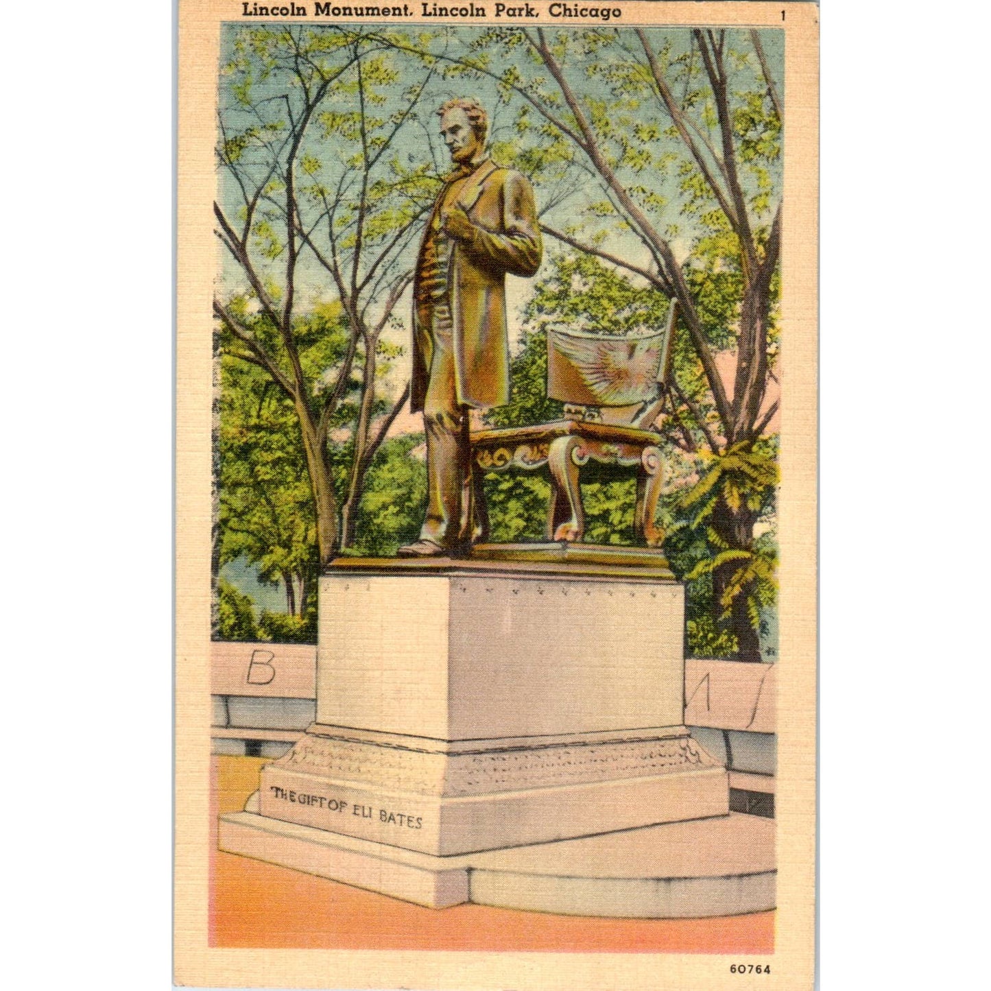 Vintage Postcard Lincoln Memorial Lincoln Park Chicago SF2