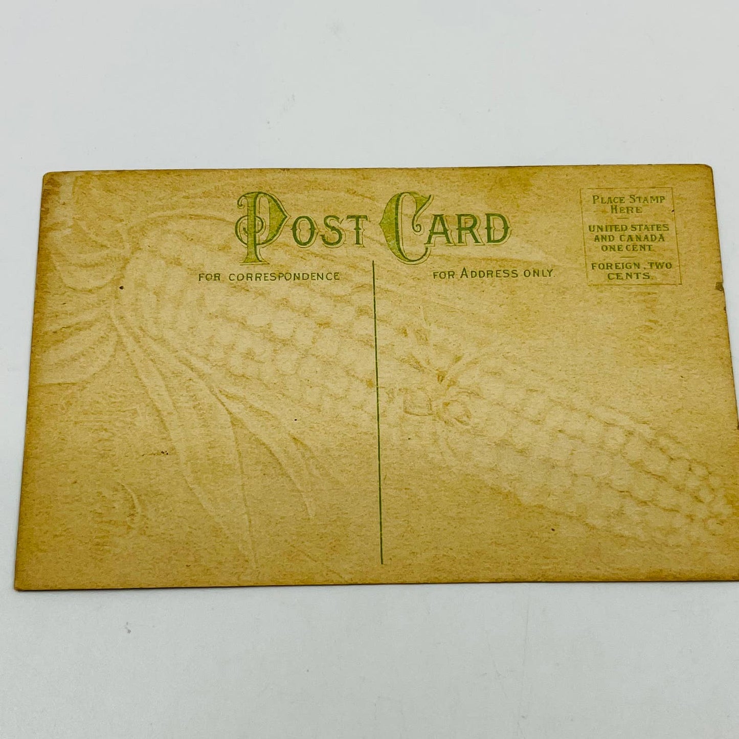 1910s Thanksgiving Post Card Corn Cob Husk Dresden Gilt Embossed PA3