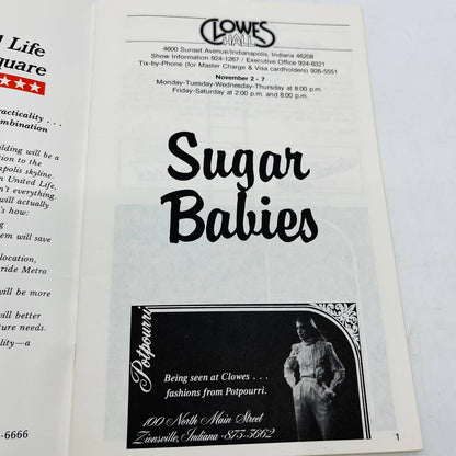 1982 Clowes Memorial Hall Butler Theatre Playbill SUGAR BABIES Indiana C7