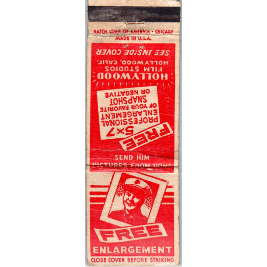 Vtg Matchbook Cover Hollywood Film Studios Photo Development California SE5-2
