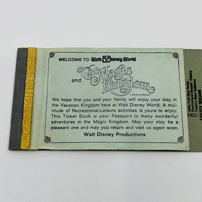 Vintage Walt Disney World Magic Kingdom Magic Key Book Stub 7 Adventures SC2