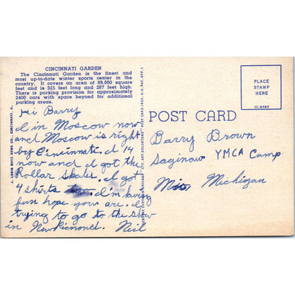 Cincinnati Garden Cincinnati Ohio Original Postcard TK1-24