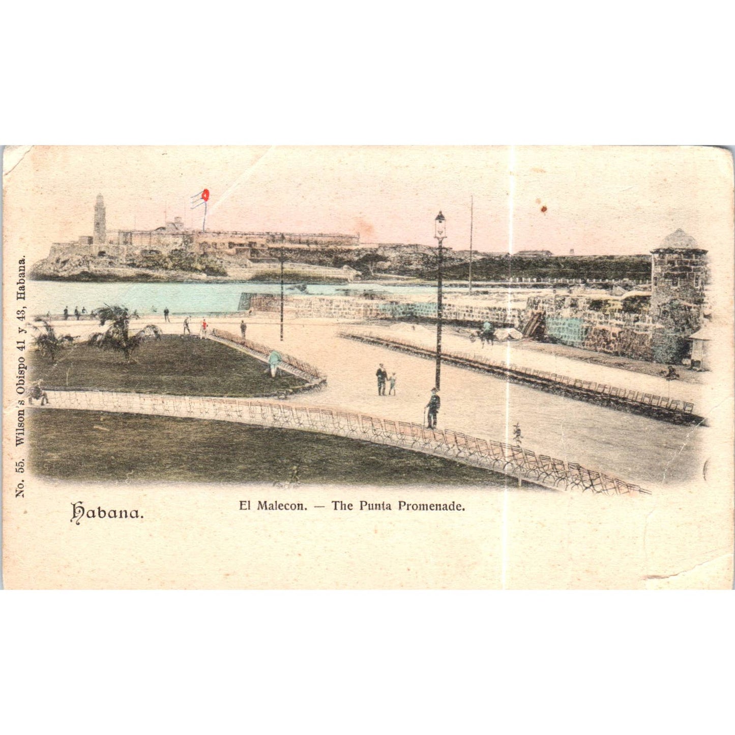 El Malecon Punta Promenade c1906 Havana Cuba Original Postcard TK1-P16