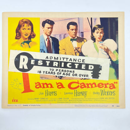 1955 I AM A CAMERA Movie Lobby Card w/ Restricted Sticker Harris 11x14” FL3