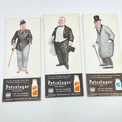 1940s Petrolagar Mineral Oil Blotter Cards Seven Stages of Man COMPLETE SET TE4