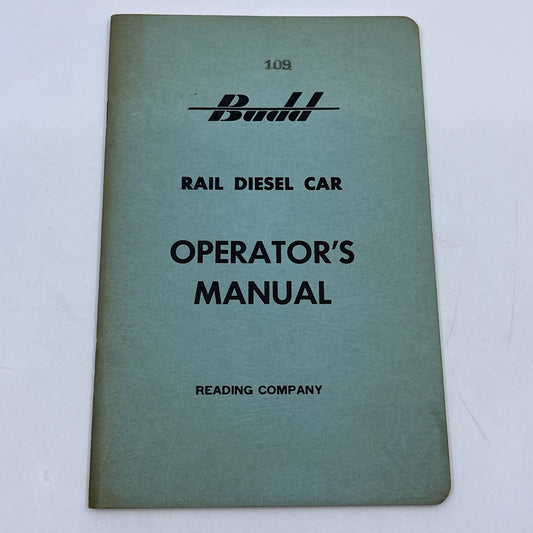 1962 Budd Rail Diesel Car Operator's Manual Reading Railroad Company TG6