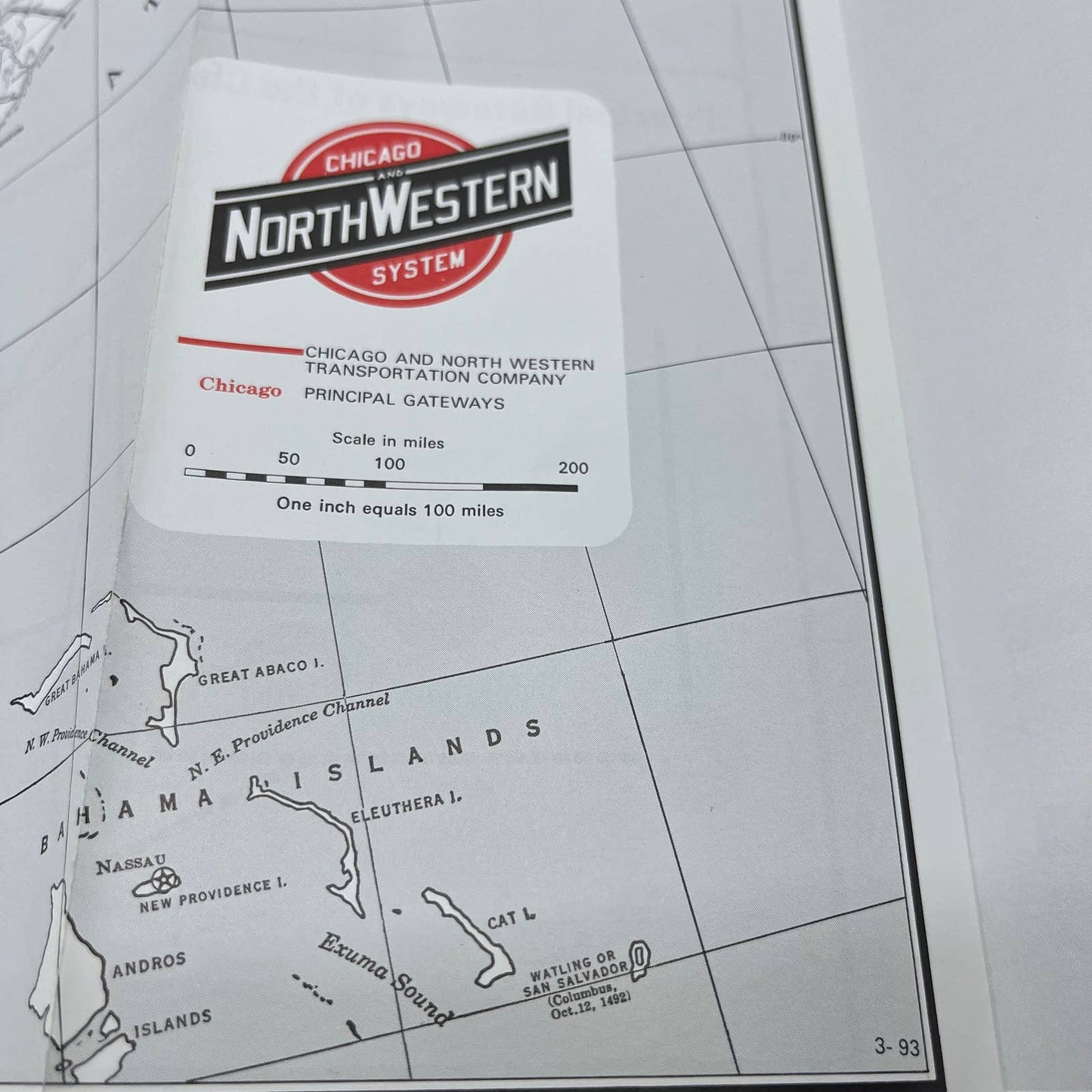 1993 Chicago and North Western Railroad Transportation Company System Map TE2