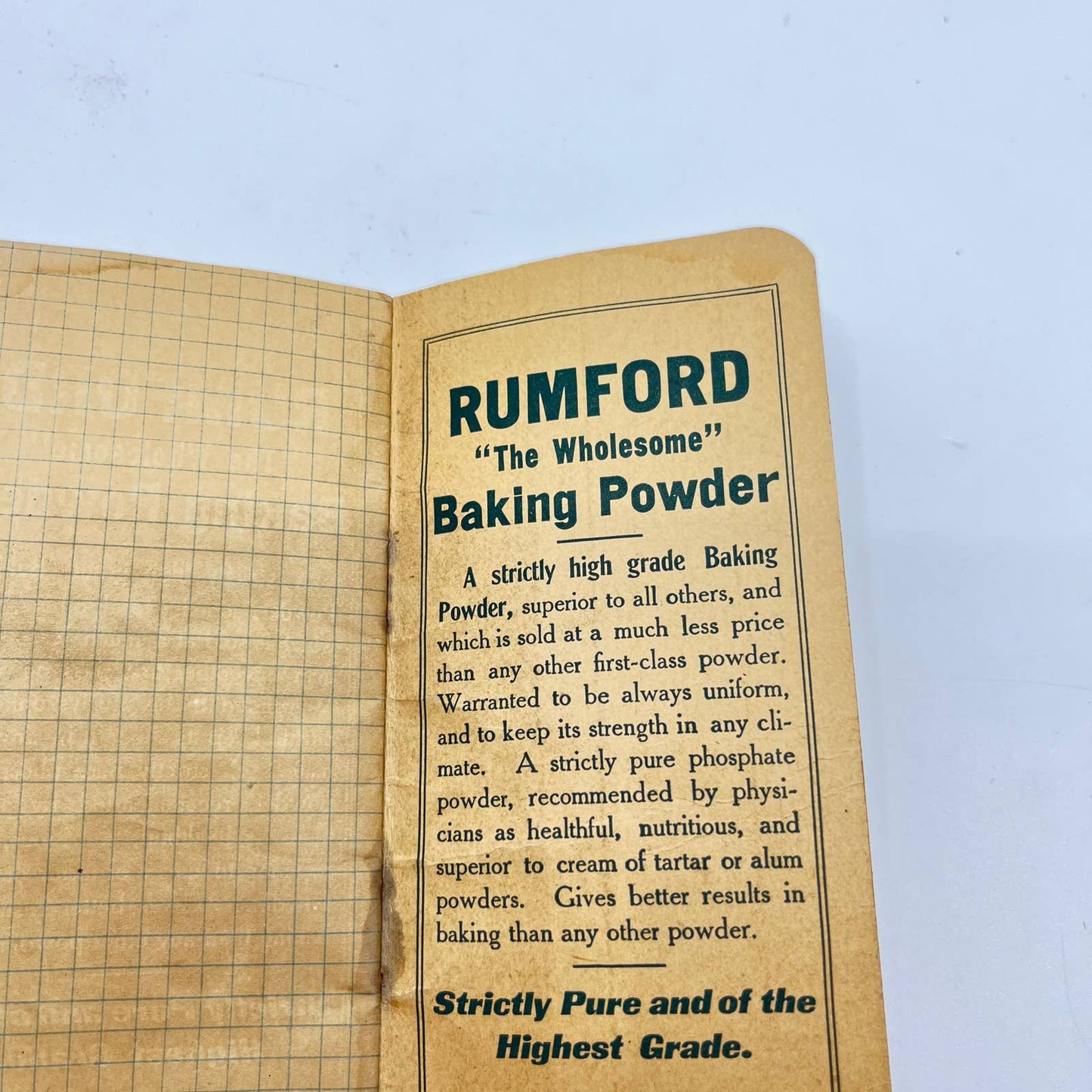 1910s Advertising Memo Book Rumford Baking Powder Providence RI TE1