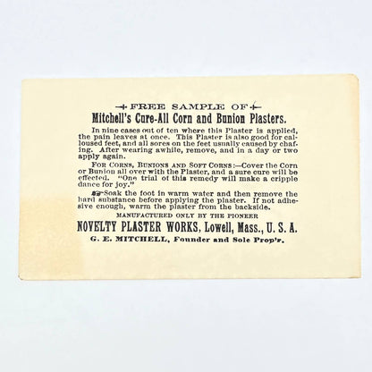 c1900 Sample Envelope Mitchell's Cure-all Corn & Bunion Plasters Lowell MA AC2