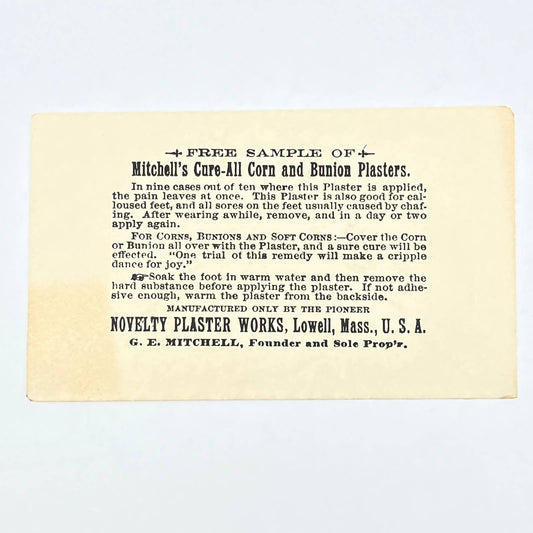 c1900 Sample Envelope Mitchell's Cure-all Corn & Bunion Plasters Lowell MA AC2