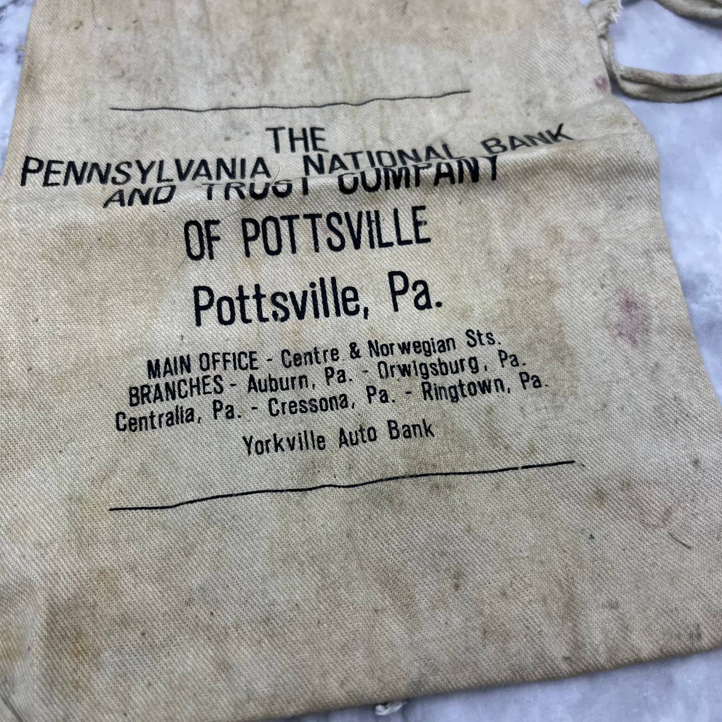 Vintage Coin Deposit Bag - Pennsylvania National Bank & Trust Pottsville PA TD8