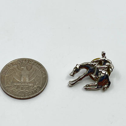 Vintage Western Cowboy Rodeo Mustang Horse Riding Pin Button SC3