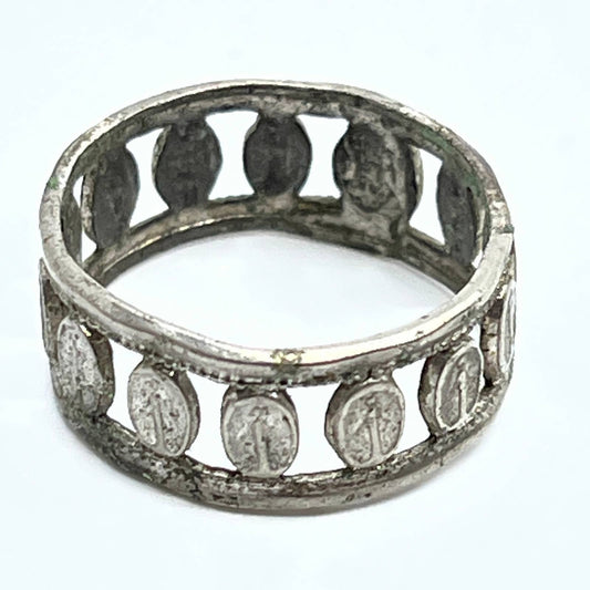 Antique Vintage Miraculous Medallion RING O Mary Conceived Without Sin SD6