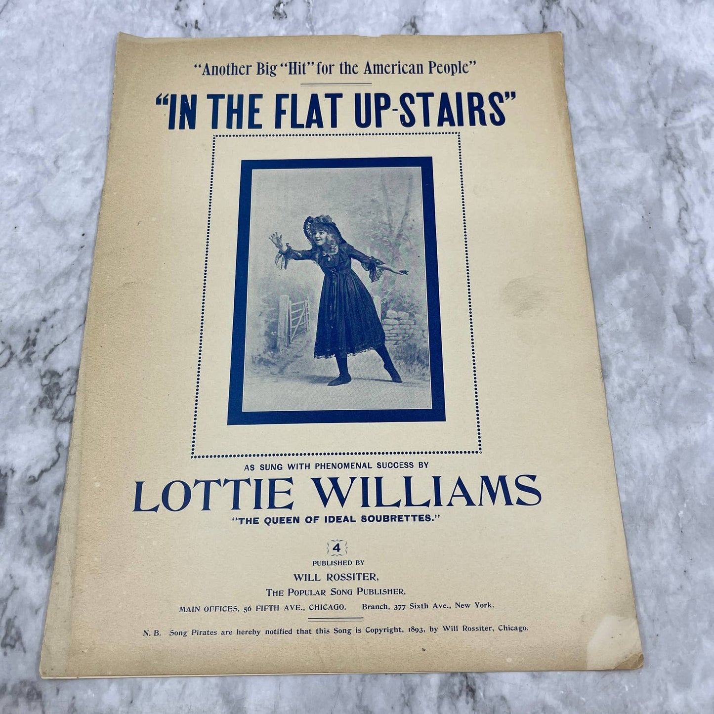 In The Flat Up-Stairs Lottie Williams 1893 Sheet Music TK2-SM3