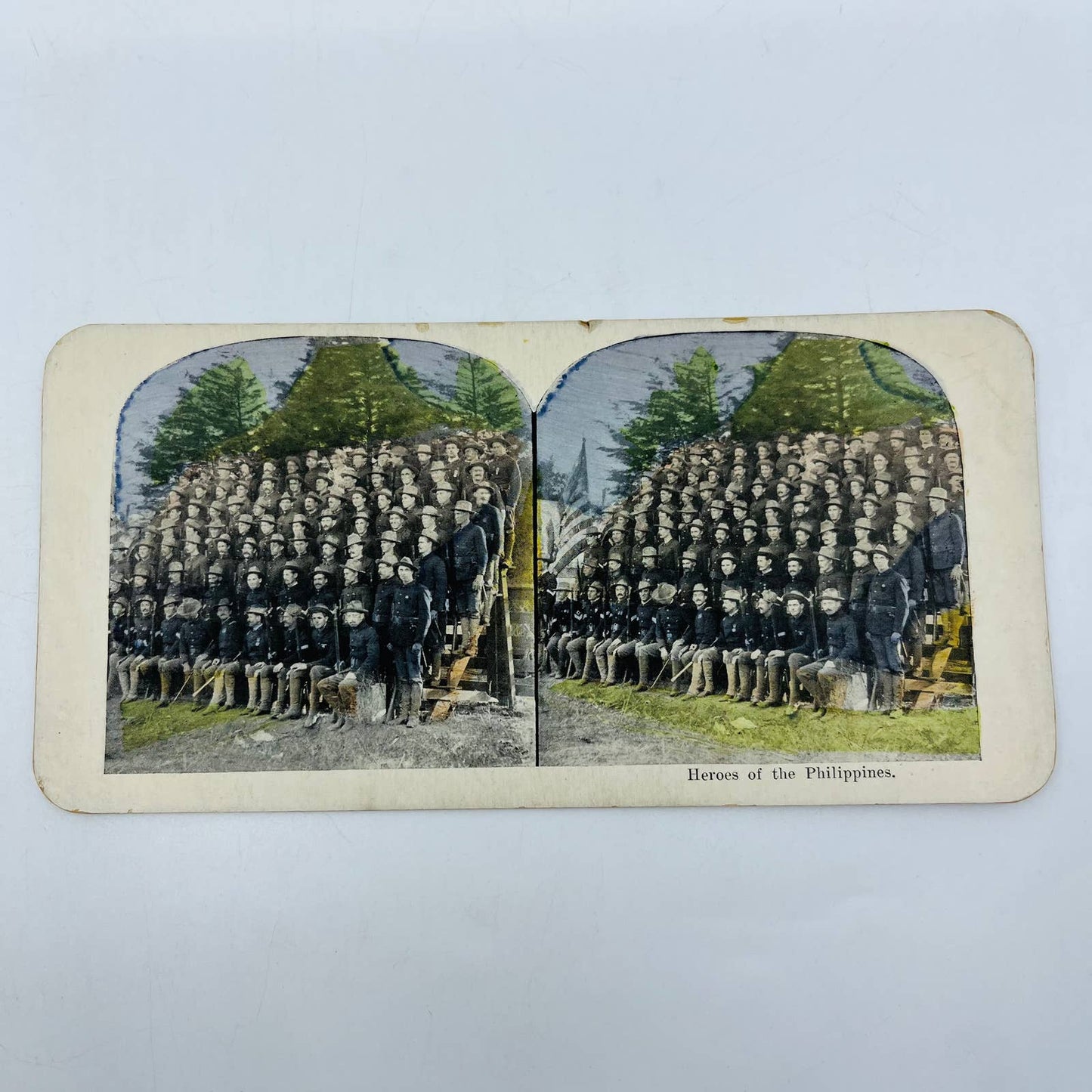 1898 Stereoview Tinted Spanish-American War Heroes of the Philippines Manila