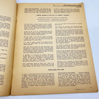 1950s Wizard Rotary Lawn Mower 2X2709 Instructions 61-53 Briggs & Stratton TF7
