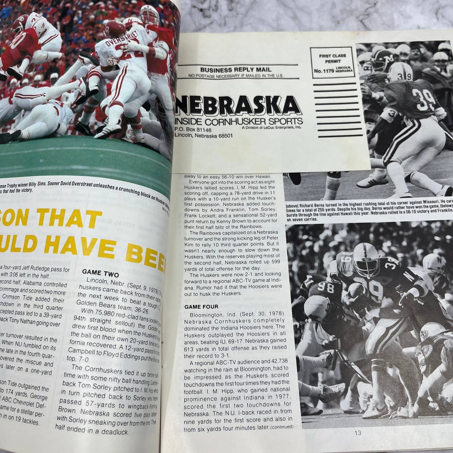 1978 First Issue - Nebraska Inside Cornhusker Sports Magazine - Orange Bowl TJ3