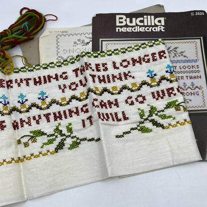 Vintage Bucilla Needlecraft 3520 Murph’s Law Sampler COMPLETE READY TO FRAME TC1