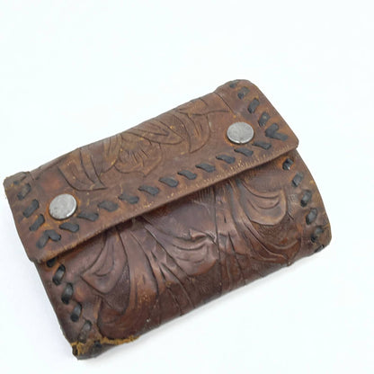 Vtg Hand Tooled Western Leather Key Holder Pouch TF5