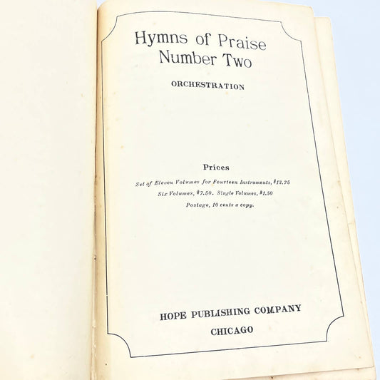 1925 Hymns of Praise Number Two Orchestration for Coronet TG4