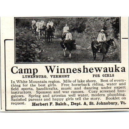 Quinibeck Camps Anna A. Dodge South Fairlee Vermont - 1921 Original Ad TJ7-S8