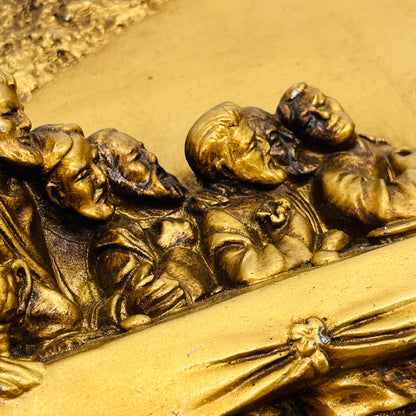 Large Chalkware Gold Tone Last Supper Relief Wall Hanging 9 x 17” TC3