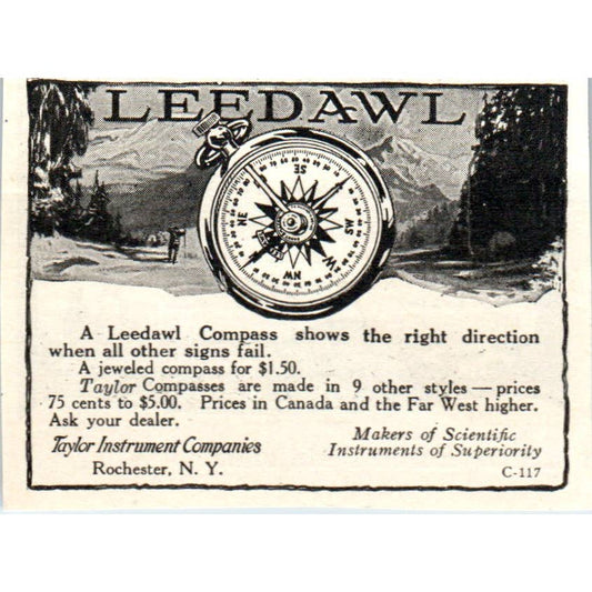 Leedawl Compass Taylor Instrument Companies Rochester NY 1921 Original Ad TJ7-S7