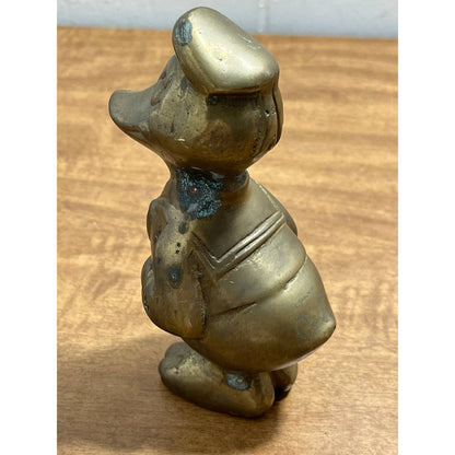 1950s Disney Heavy Brass Donald Duck Statue Figurine Paperweight 5.5”