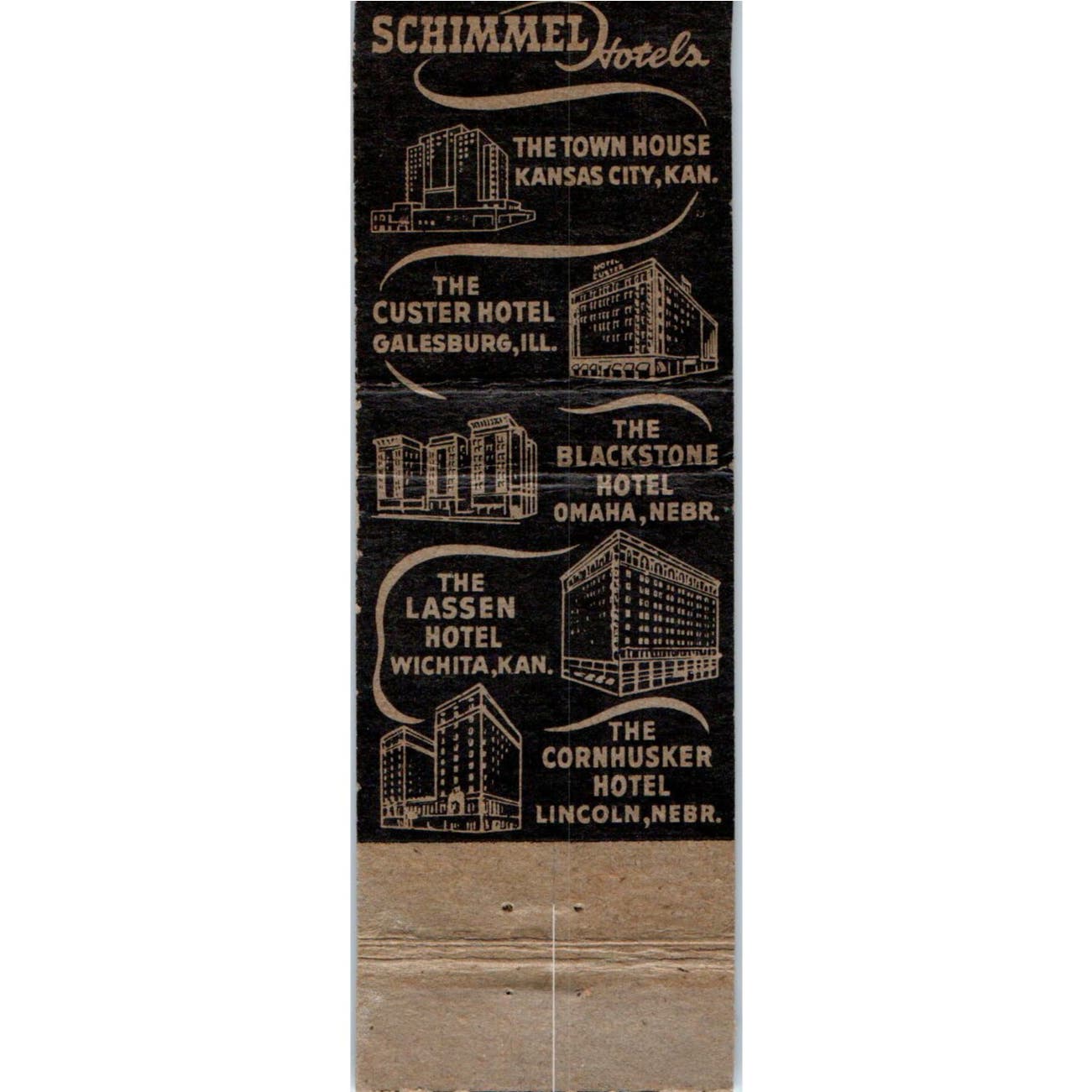 Schimmel Hotels Advertising Matchbook Cover SA9-M8