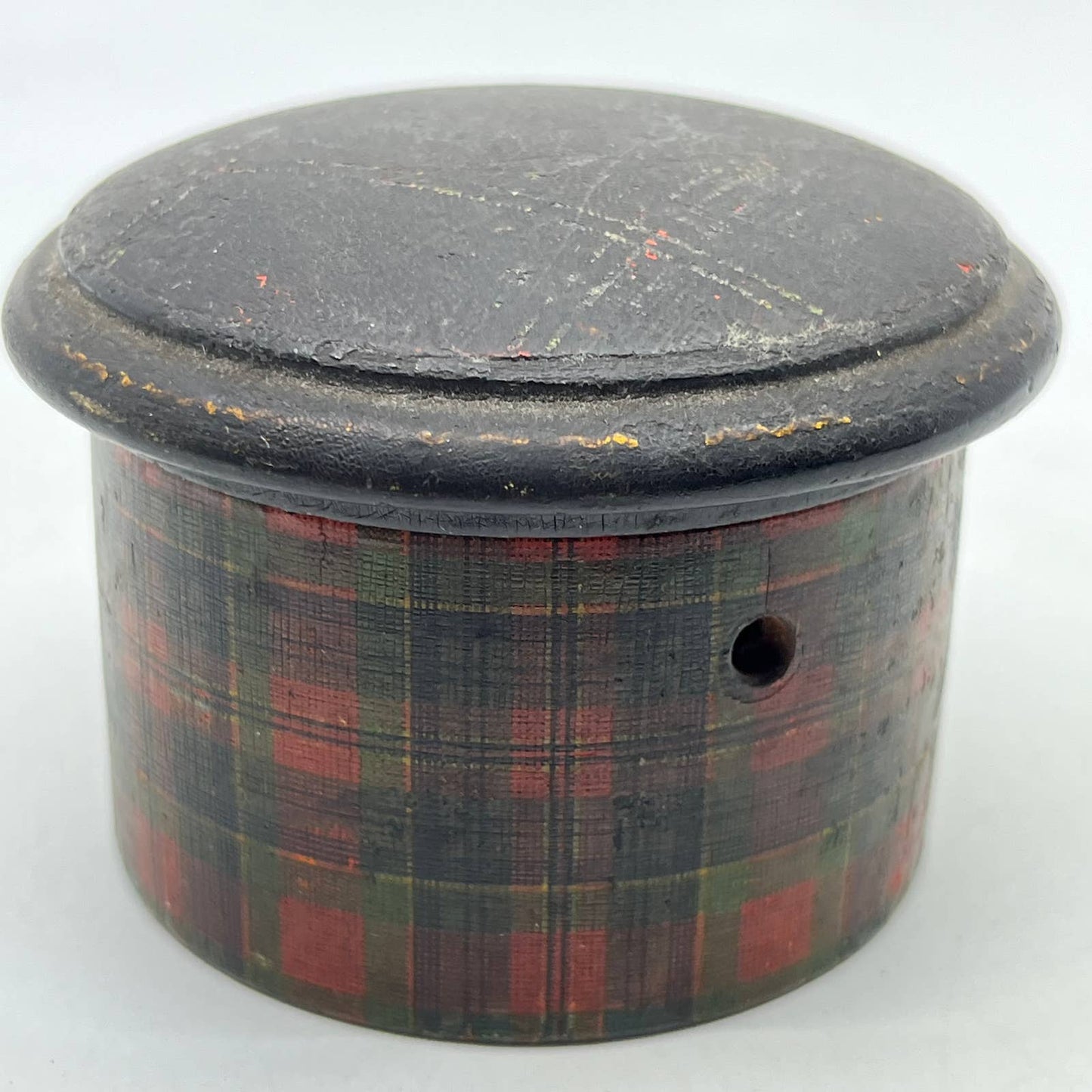 Antique Plaid Tartan Clark's O.N.T. ANTIQUE WOODEN THREAD BOX TD2