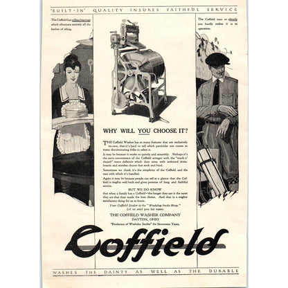 Coffield Washer Company Dayton Ohio Washing Machine - 1921 Original Ad TJ7-L