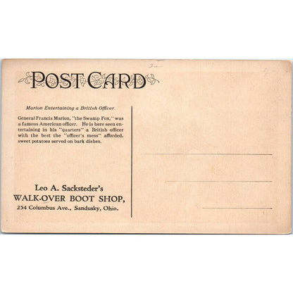 Francis Marion Leo Sacksteder Walk-Over Shoes Sandusky Original Postcard TK1-23