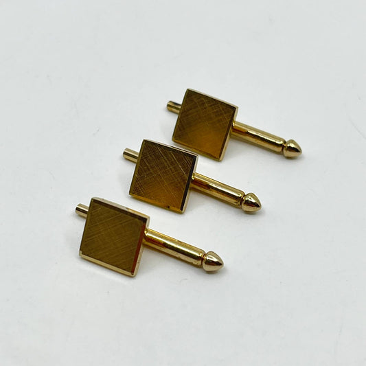 Vintage MCM Brushed Gold Tone Swank Shirt Studs Set of 3 SD4