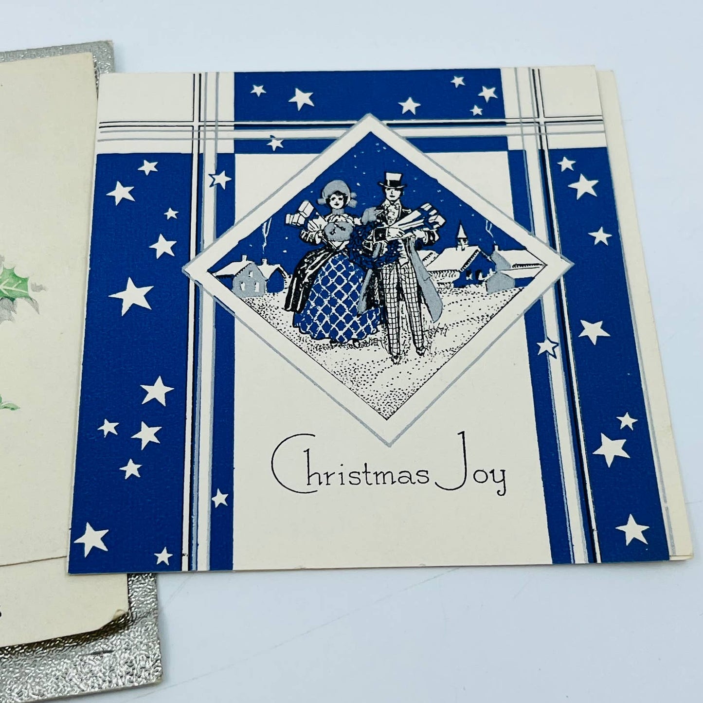 1930s Art Deco Christmas Card Lot of 3 SB8