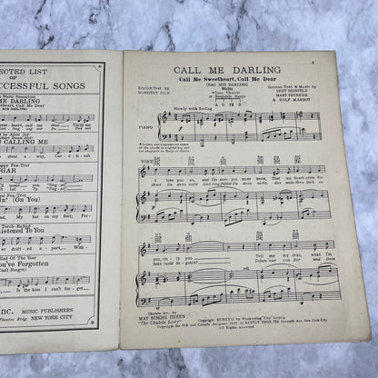 1931 CALL ME DARLING (Call Me Sweetheart) Sheet Music by Reisfeld V42-4