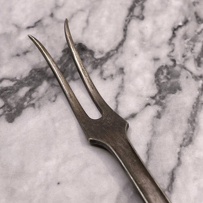 Antique Drip Silver Plate 2 Prong Pickle Serving Cocktail Fork Denmark 6” SA2