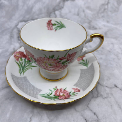 Tuscan Birthday Flowers January Carnation Bone China Teacup and Saucer TD1