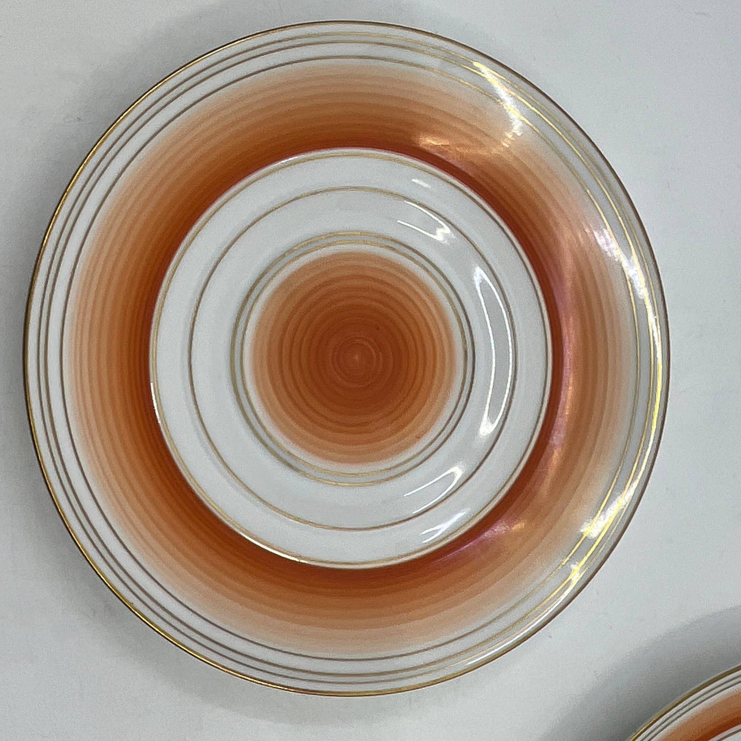 Arzberg Bavaria MCM Orange Concentric Ring Trio Tea Cup Saucer Dessert Plate TI3