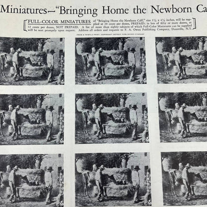 1931 Bringing Home the Newborn Calf Full Color Miniatures Advertising FL5-1