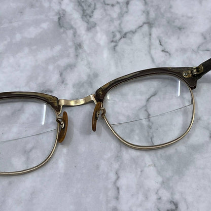 1950s Shuron Ronsir Brown 12k Gold Filled Eyeglasses TE3