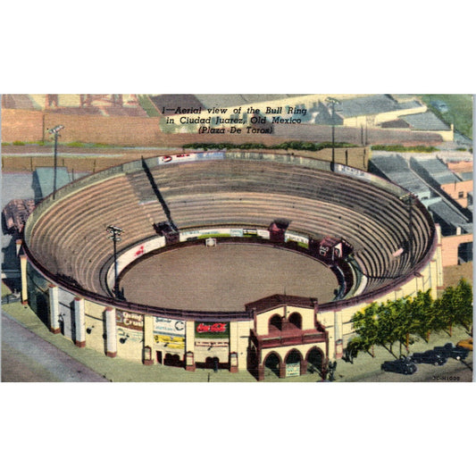 Bull Fighting Ring Ciudad Juarez Mexico Original Postcard P1-13