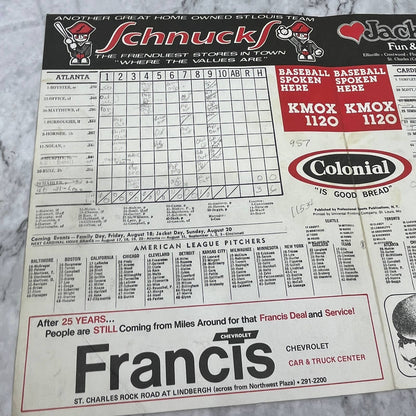 1978 Scorecard St Louis Cardinals Vs Atlanta Braves 1978 Scored TK2-SM4