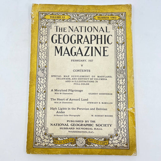 National Geographic February 1927 Maryland Aymara Peruvian Bolivian Andes TF5